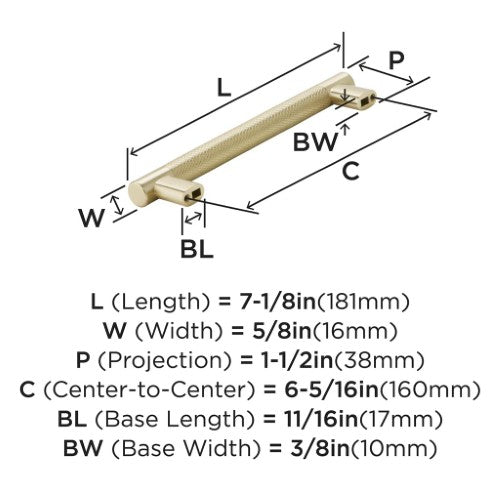 Bronx Zinc & Stainless Steel Golden Champagne Cabinet Pull 11