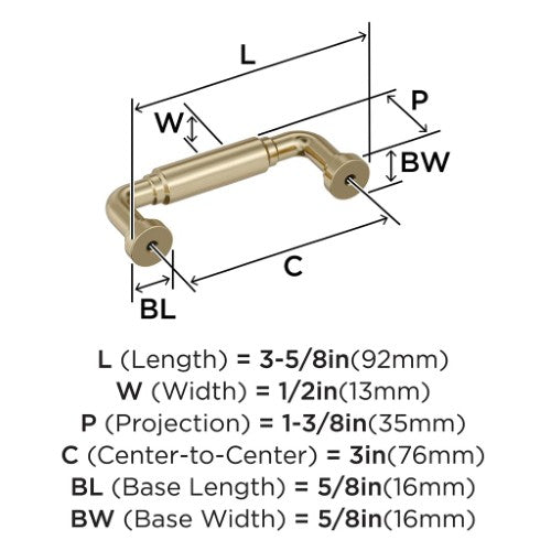 Coble Zinc Golden Champagne Cabinet Pull 9