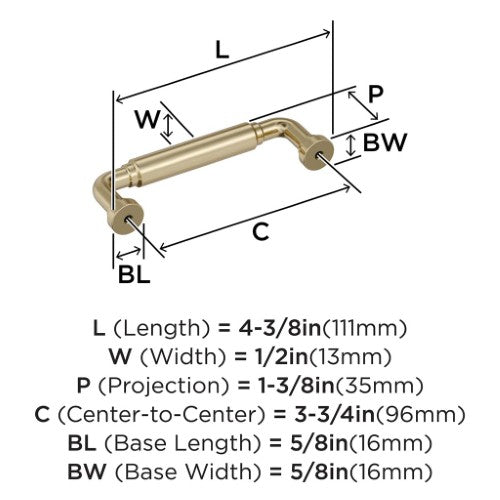 Coble Zinc Golden Champagne Cabinet Pull 10