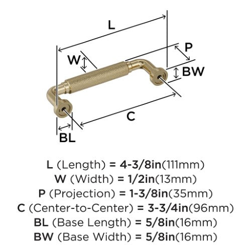Collet Zinc Golden Champagne Cabinet Pull 10