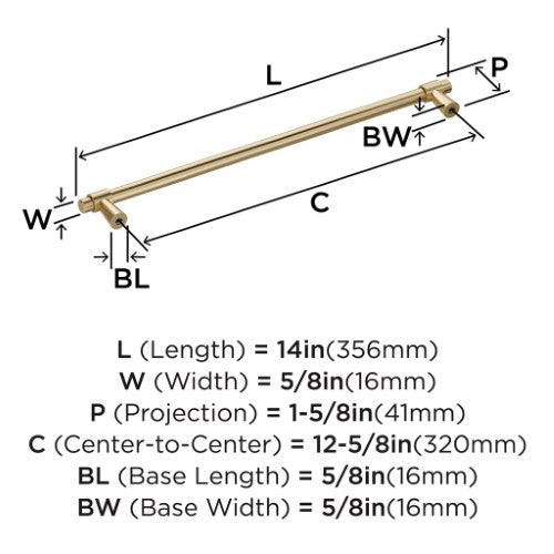 Destine Zinc Golden Champagne Cabinet Pull 16