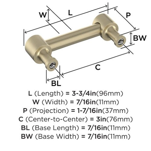 Dupont Circle Zinc Golden Champagne Cabinet Pull 11