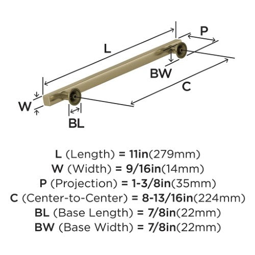 Everett Zinc Golden Champagne Cabinet Pull 12
