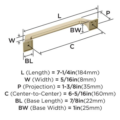 Exceed Zinc Golden Champagne Cabinet Pull 14