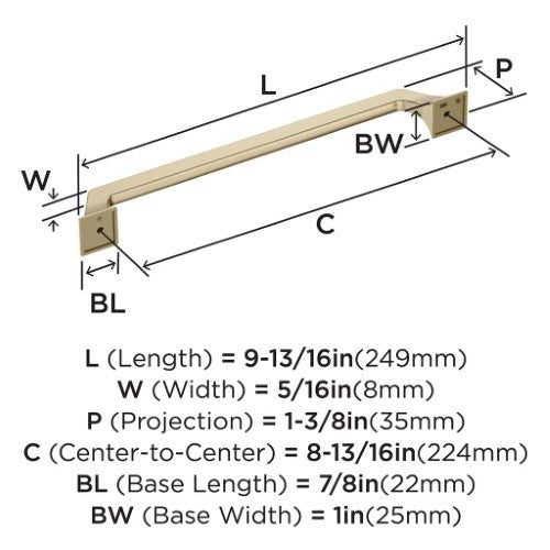 Exceed Zinc Golden Champagne Cabinet Pull 16