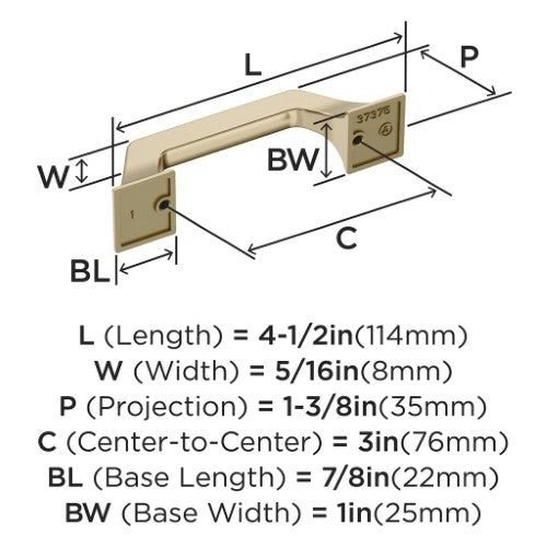 Exceed Zinc Golden Champagne Cabinet Pull 11
