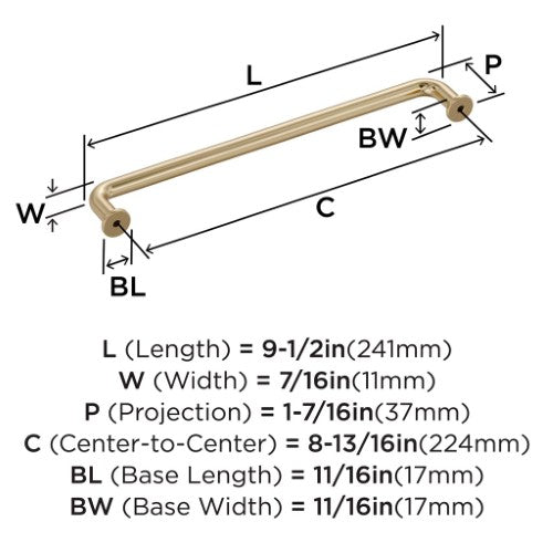 Factor Zinc Golden Champagne Cabinet Pull 16