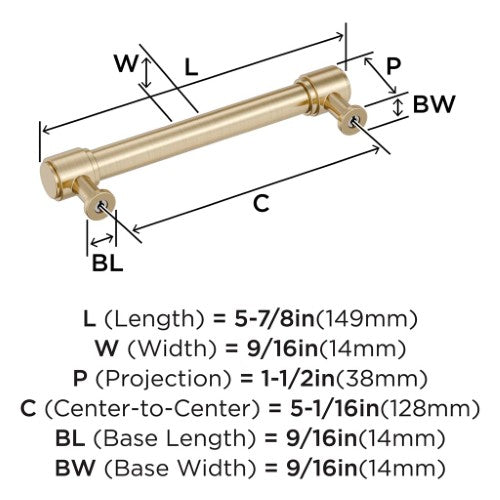 Faircrest Zinc & Steel Golden Champagne Cabinet Pull 13