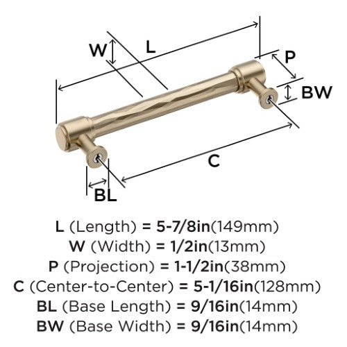 Fairfax Zinc Golden Champagne Cabinet Pull 9
