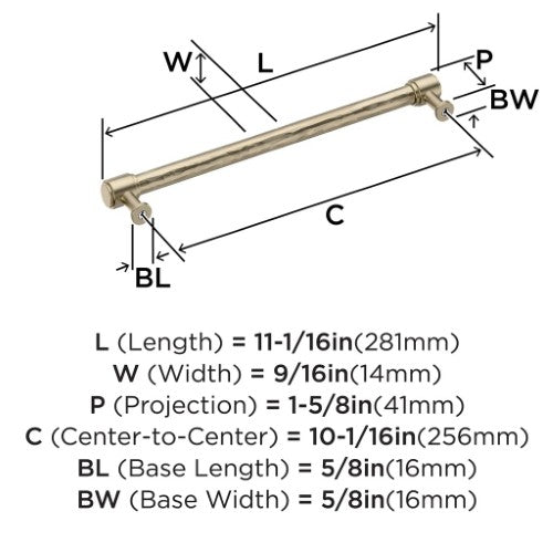 Fairfax Zinc Golden Champagne Cabinet Pull 12