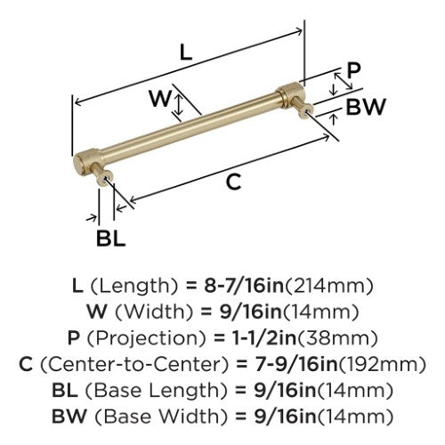 Faraday Zinc Golden Champagne Cabinet Pull 15