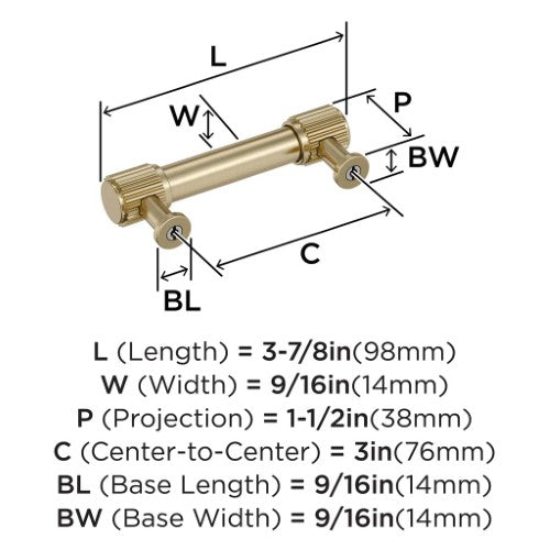 Farewind Zinc Golden Champagne Cabinet Pull 11