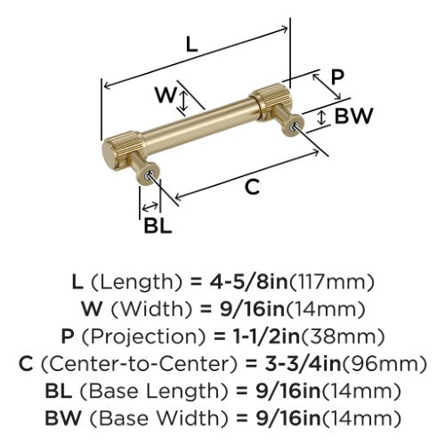 Farewind Zinc Golden Champagne Cabinet Pull 12