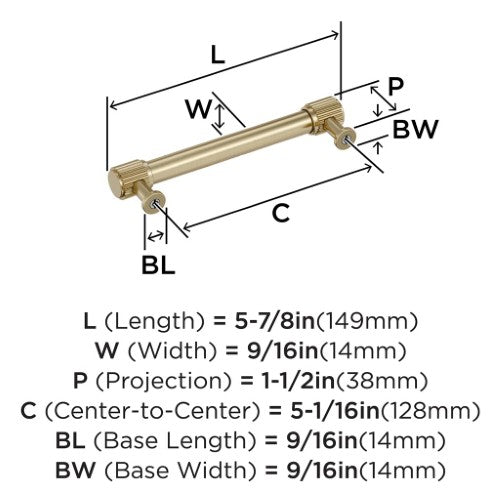Farewind Zinc Golden Champagne Cabinet Pull 13
