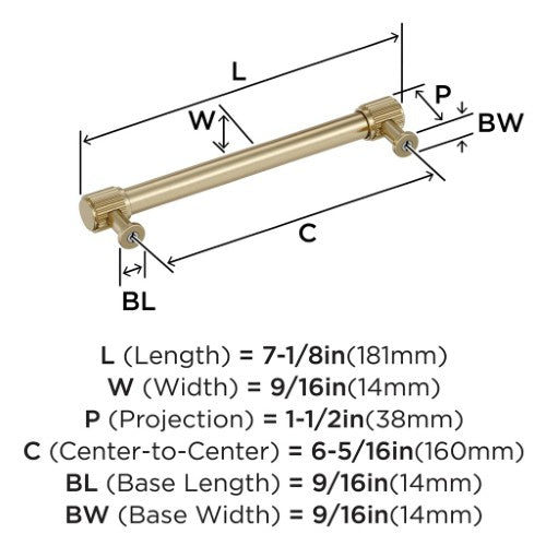 Farewind Zinc Golden Champagne Cabinet Pull 14