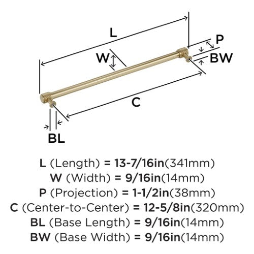 Farewind Zinc Golden Champagne Cabinet Pull 10