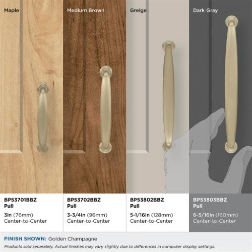 Kane Zinc Golden Champagne Cabinet Pull 33