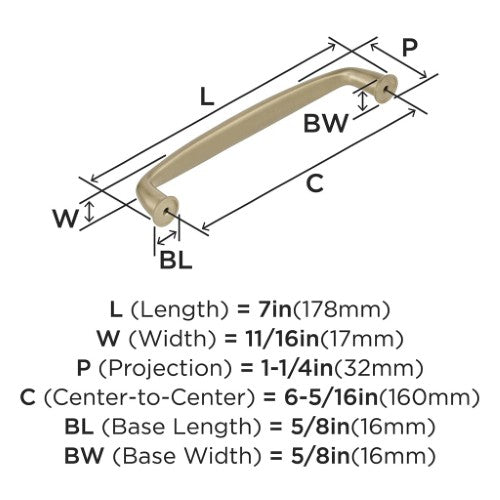 Kane Zinc Golden Champagne Cabinet Pull 8