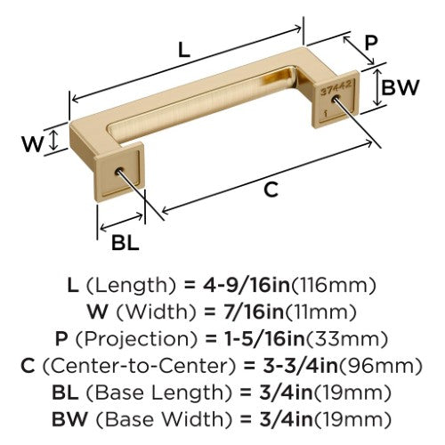 Lintel Zinc Golden Champagne Cabinet Pull 12