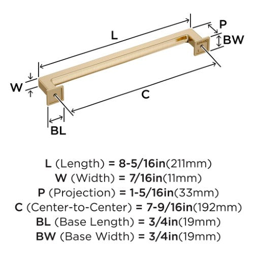 Lintel Zinc Golden Champagne Cabinet Pull 15
