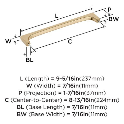 Merced Zinc Golden Champagne Cabinet Pull 16