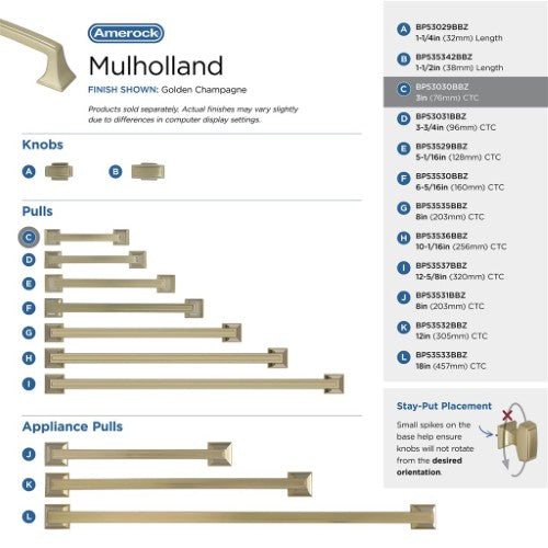 Mulholland Zinc Golden Champagne Cabinet Pull 31