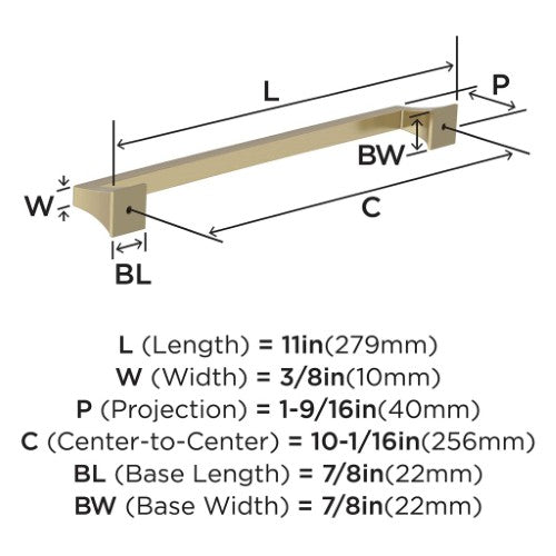 Mulholland Zinc Golden Champagne Cabinet Pull 13