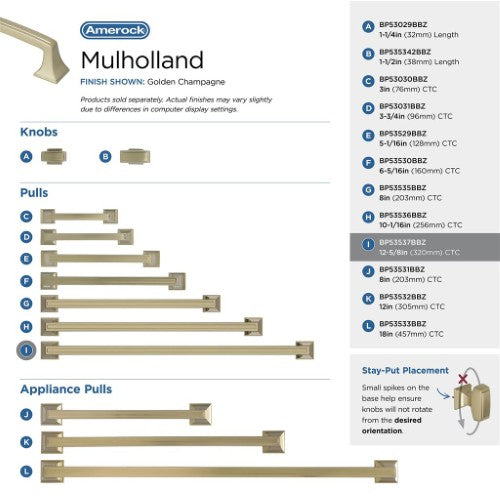 Mulholland Zinc Golden Champagne Cabinet Pull 42