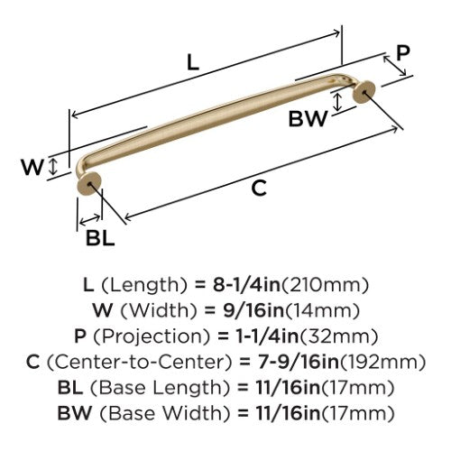 Renown Zinc Golden Champagne Cabinet Pull 13