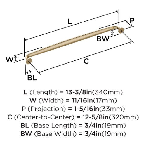 Renown Zinc Golden Champagne Cabinet Pull 16