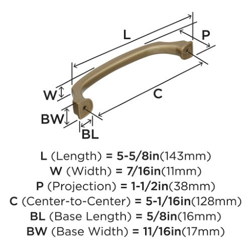 Revitalize Zinc Golden Champagne Cabinet Pull 14