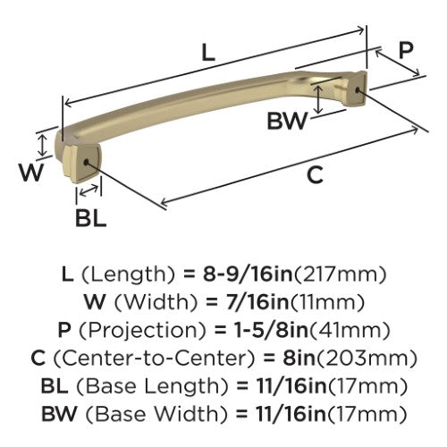 Revitalize Zinc Golden Champagne Cabinet Pull 16