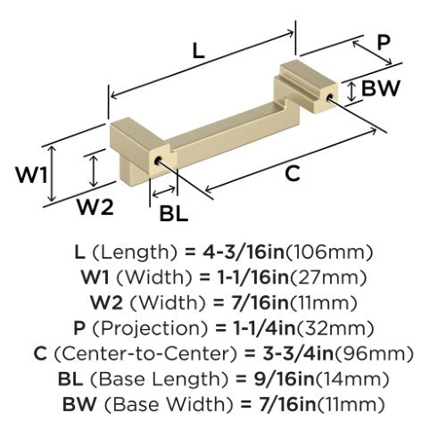 Rockhurst Zinc Golden Champagne Cabinet Pull 8