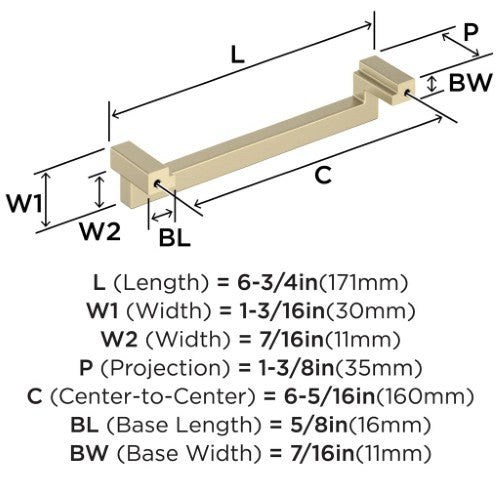 Rockhurst Zinc Golden Champagne Cabinet Pull 10