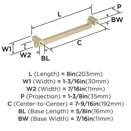 Rockhurst Zinc Golden Champagne Cabinet Pull 11