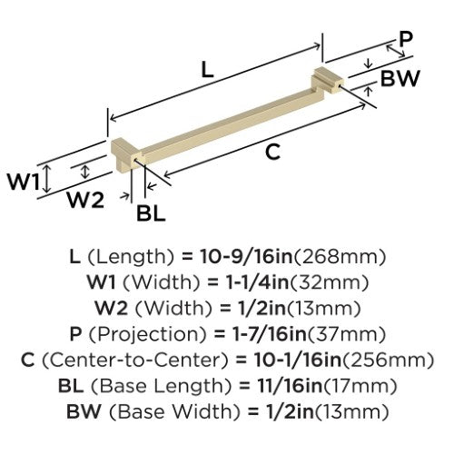 Rockhurst Zinc Golden Champagne Cabinet Pull 13