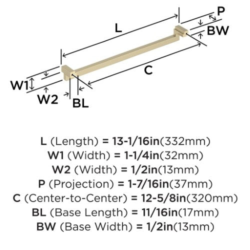 Rockhurst Zinc Golden Champagne Cabinet Pull 14