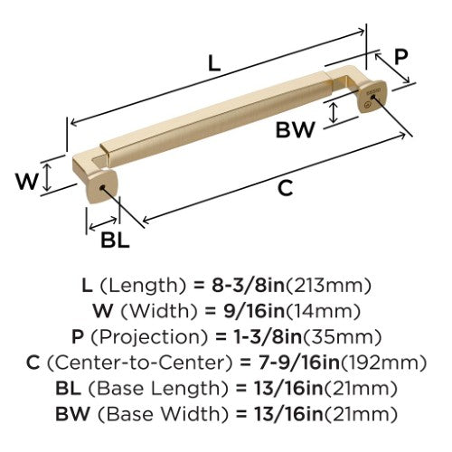 Stature Zinc Golden Champagne Cabinet Pull 16