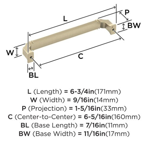 Townsend Zinc Golden Champagne Cabinet Pull 10