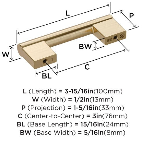 Versa Zinc Golden Champagne Cabinet Pull 9