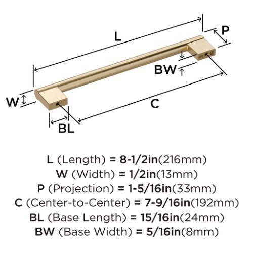 Versa Zinc Golden Champagne Cabinet Pull 13