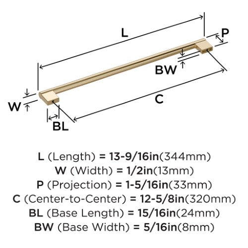 Versa Zinc Golden Champagne Cabinet Pull 16