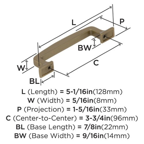 Westerly Zinc Golden Champagne Cabinet Pull 12