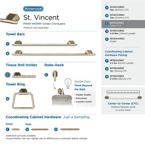 St. Vincent Zinc Golden Champagne Toilet Paper Holder 6
