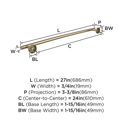 Arrondi Stainless Steel Golden Champagne Towel Bar 12