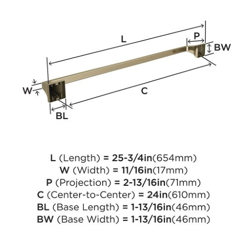 Mulholland Zinc & Stainless Steel Golden Champagne Towel Bar 6