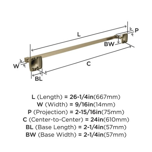 Stature Zinc & Stainless Steel Golden Champagne Towel Bar 6