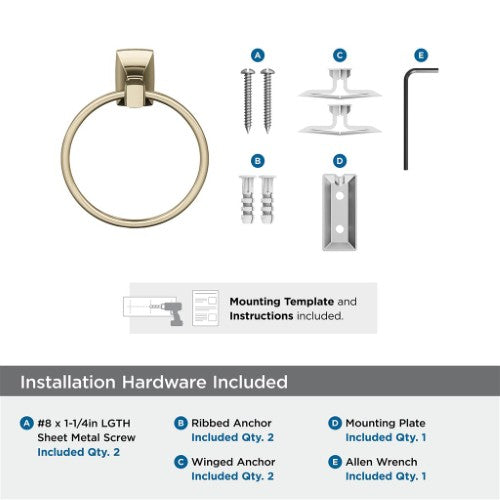 Highland Ridge Zinc & Stainless Steel Golden Champagne Towel Ring 3