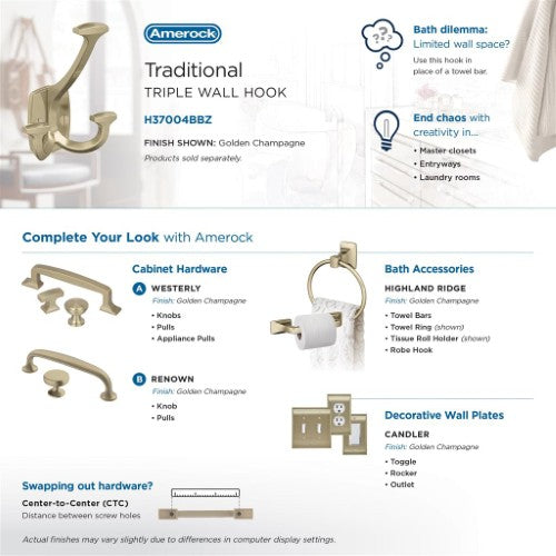 Vicinity Zinc Golden Champagne Hook 8