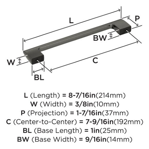Riva Zinc Graphite Cabinet Pull 15